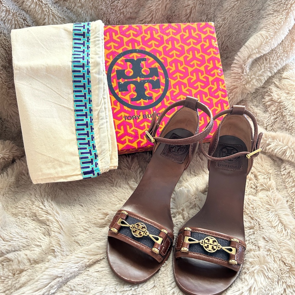 Tory Burch Brown Wedge Sandals